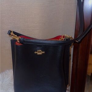 Coach Black and Red Crossbody Bag with Gold Hardware